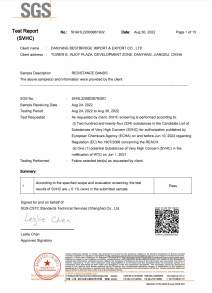 REACH SVHC testing report by SGS-1
